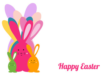 Happy Easter. Easter bunny family vector illustration bright and colorful element for design