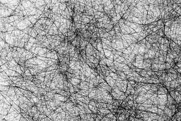 hand draw abstract background of black Fiber lines on white background
