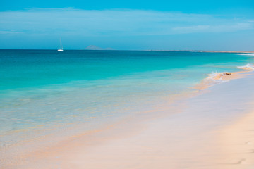 Piaszczysta plaża, piękne miejsce, ocean, widok, Wyspy Zielonego przylądka, wyspa