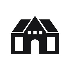 School building icon , template logo vector illustration emblem isolated, outline solid glyph black background white