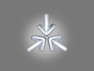 Metal arrows on a grey background