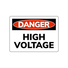 High voltage danger sign. Vector warning symbol electric power high voltage
