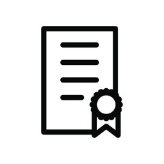 Certificate icon , template vector illustration flat document business emblem isolated , outline solid background white