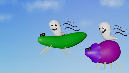 お盆に先祖が帰ってくるイメージ素材