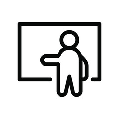 Teaching icon , professional presentation logo , vector isolated emblem , training business , outline solid black background white