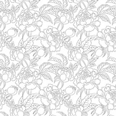 peony seamless vector floral pattern