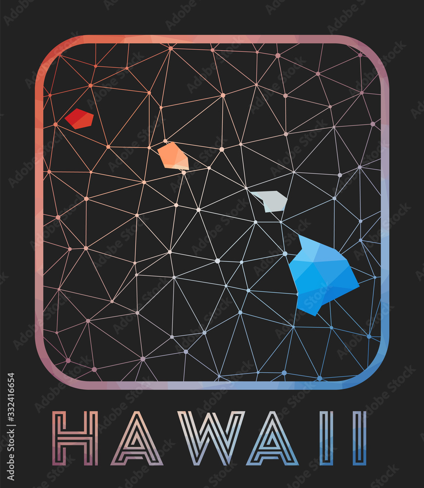 Poster hawaii map design. vector low poly map of the us state. hawaii icon in geometric style. the us state