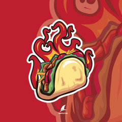 HOT TACO WITH BACKGROUND ILLUSTRATION