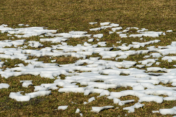 Schneereste auf einer Wiese