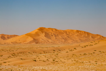 Fototapeta na wymiar Dunes in Rub al Khali the empty quarter between Oman and Saudi Arabia near Slalah