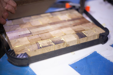 Bonding boards made of wood.