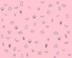 washing machine symbols, pattern on a pink background