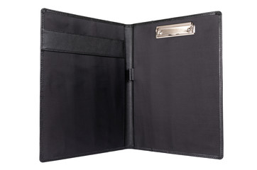 black folder for documents on a white background