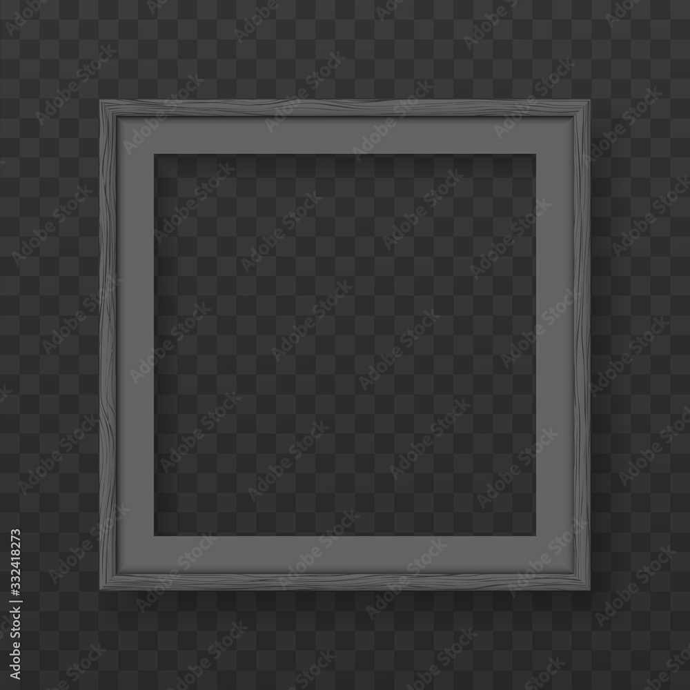 Poster black frame for text or picture with soft shadow hung on squared background