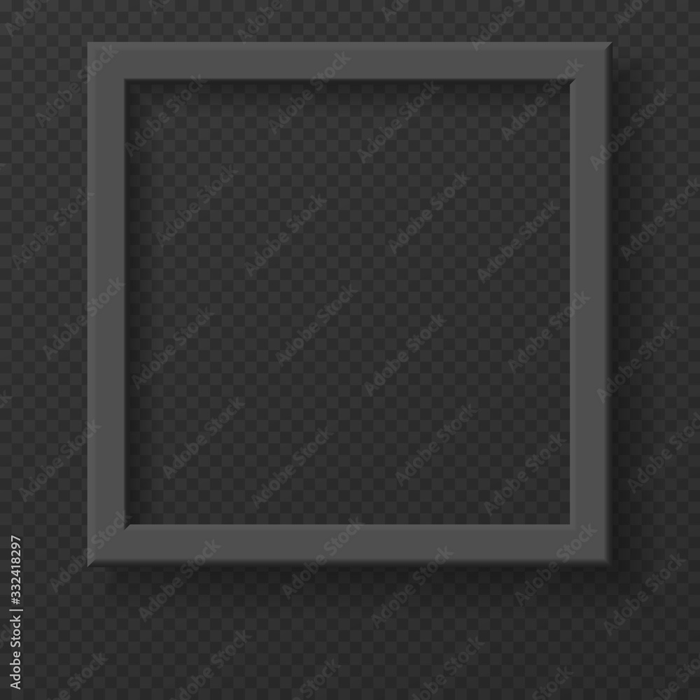 Poster black frame for text or picture with soft shadow hung on squared background