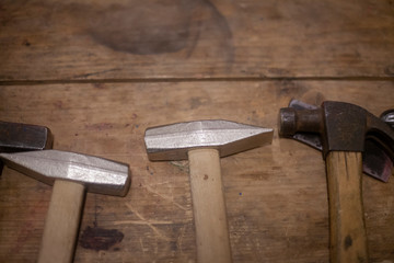 Hammers are on the table. Instruments