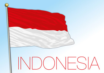 Indonesia official national flag, asia, vector illustration