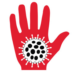 coronavirus logo with hand 2020-nCoV covid-19 corona virus vector, eps, svg.