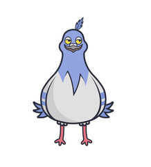 Illustration of DoveVector funny illustration of the dove. Sticker of the bird. Template for print.
