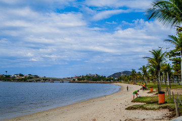 Naklejka premium tropical beach with palm trees