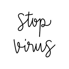 Stop virus hand lettering on white background