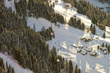 Aerial view to the swiss mountain slope