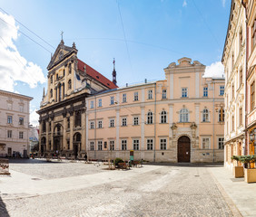 Fototapeta na wymiar Quarantine. Jesuit Church in Lviv is dedicated to Sts. Peter and Paul. 
