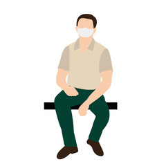isolated, man sitting in medical masks