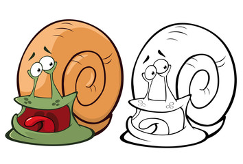 Vector Illustration of a Cute Cartoon Character Snail for you Design and Computer Game. Coloring Book Outline Set 