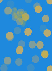 Blue abstract picture with yellow circles for using a design backgrounds, wallpaper, textile