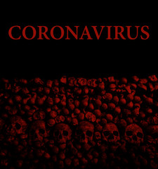 Coronavirus COVID-19. Deadly disease. cause of death of elderly people. Skulls and bones of victims of the epidemic