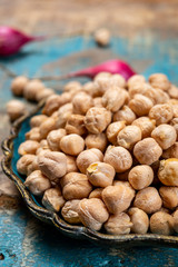 Portion of dried uncooked chick peas