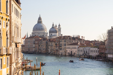 wonderful view of the Canal Grande in Venice at first light in the morning