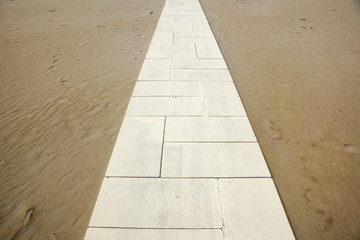 Beach Boardwalk . communication walkway between beach and sea