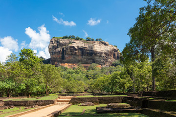 Sri Lanka. Beautiful ancient Lion Rock fortress in Sigiriya or Sinhagiri, located near the town of Dambulla.