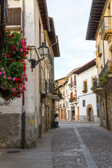 Fototapeta na wymiar Street (Calle del Agua) in the town of Villafranca del Bierzo. Leon. Spain 
