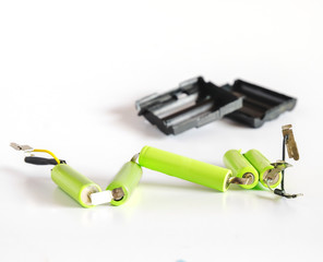 Repair rechargeable lithium-ion batteries. isolated on a white background.