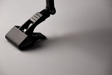 Close up of black  holder isolated on white background .