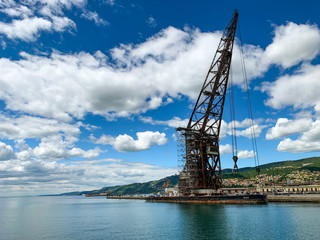 Floating old crane in the centre of Trieste