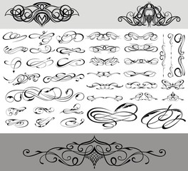 Calligraphy vintage elements design. Big set of vintage elements. Vector decoration collection. 