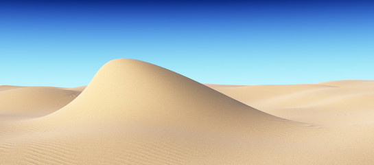 Fototapeta na wymiar Smooth sand hill with waves under clear blue sky