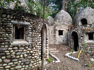 Stone Meditation Caves in the Beatles Ashram, in Rishikesh