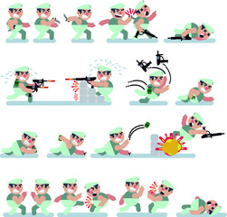 Characters , game, flat,green berret ,icon man, cartoon