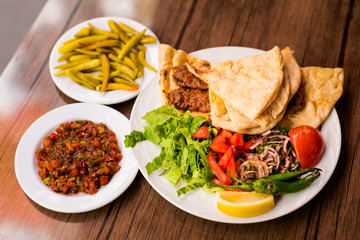 Delicious turkish kebab on market