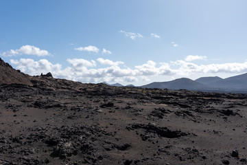 Volcanic landscape of Timanfaya National Park on island Lanzarote