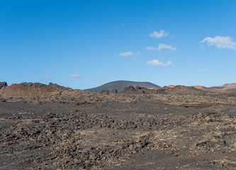 Volcanic landscape of Timanfaya National Park on island Lanzarote