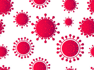 Coronavirus disease COVID-19. Virus cell seamless pattern. 2019-nCoV, middle east respiratory syndrome. Pandemic of coronavirus. Vector illustration