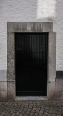black wooden door