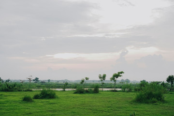 landscape with road and clouds