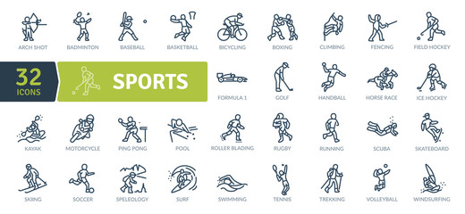 Sports Icons Pack. Thin line icons set. Flaticon collection set. Simple vector icons - obrazy, fototapety, plakaty